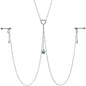 14G 5/8 Blue Gem Sun Heart Star Nipple Chain Necklace