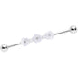 14G Clear Gem White Flower Industrial Barbell 38mm