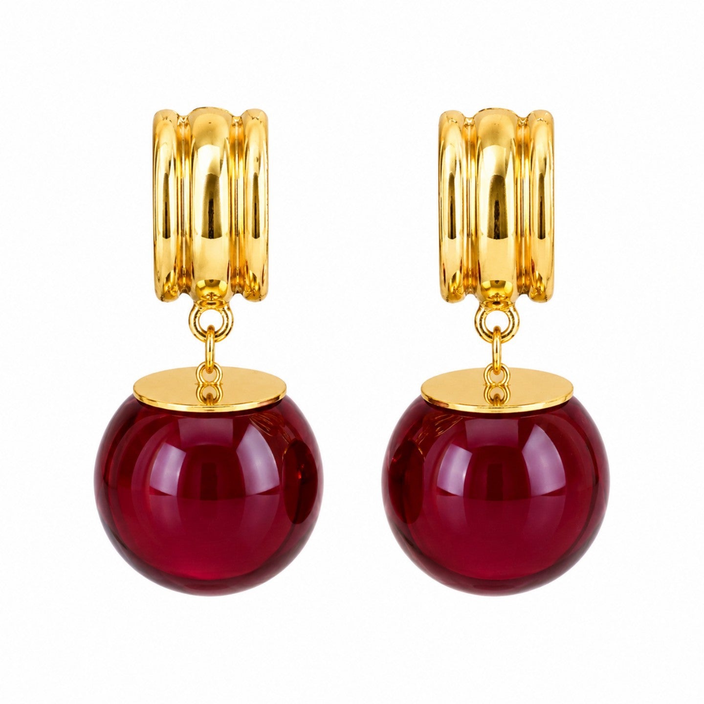 Monet Garden Colorful Crystal Ball C-Shaped Earrings French Style
