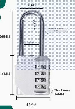 Mechanical combination lock-medium-black