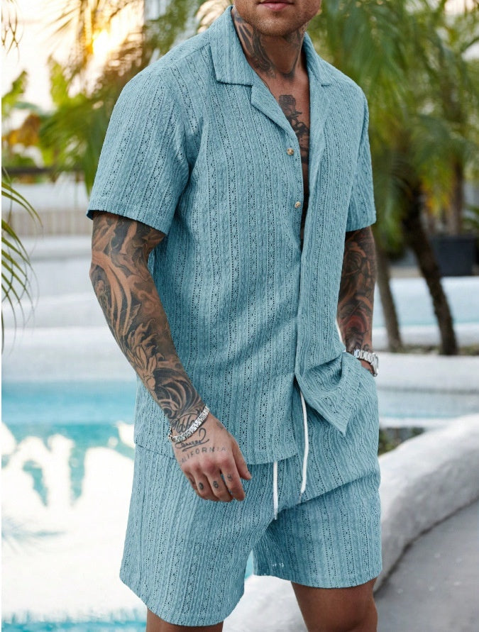 Mens Fashionable Printed Casual Shirt Set