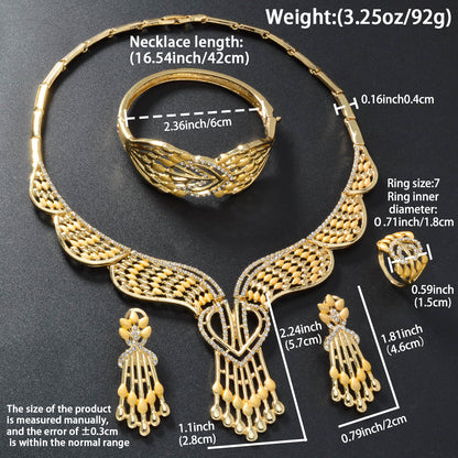 Copper Figaro Chain Jewelry Set with Necklace, Bracelet, Ring and Earrings