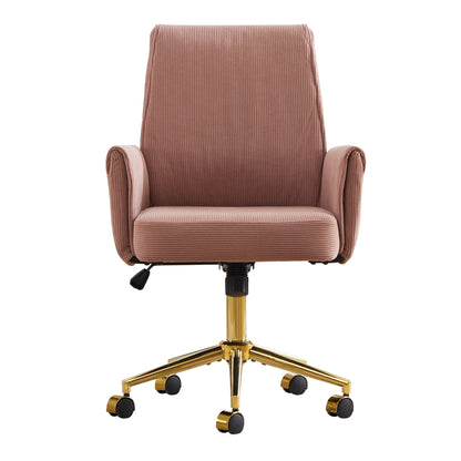 Ergonomic Mid-Back Chair, Light Pink Corduroy, Striped