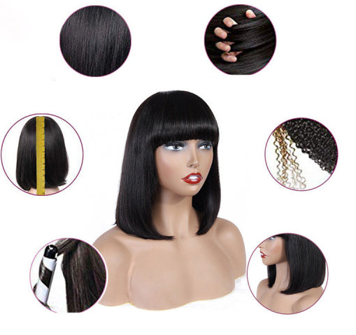 Human Hair Bob Wig Headgear Woven Top Heart Is Natural And Realistic