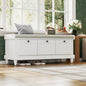 Entry Bench Fluted MDF White Cushioned Seat 3 Drawers 44x16x19