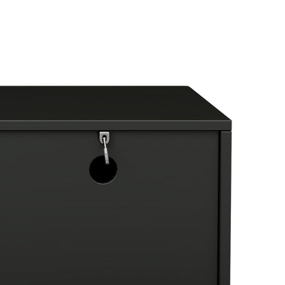 TV Stand Wavy Door Black MDF 4-Cabinet Cylindrical Legs Fits 70 In TV