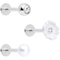 16G 5/16 Clear Gem Flower Labret Tragus Set of 3