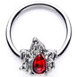 16G 3/8 Red Gem Holly Leaf Holiday BCR Captive Ring