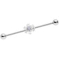 14G Clear Gem Snowflake Industrial Barbell 38mm