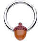 16G 3/8 Brown Autumn Acorn Hinged Segment Ring