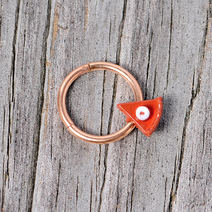 16G 3/8 Rose Gold Tone Pumpkin Pie Holiday Hinged Segment Ring