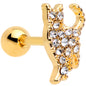 16G 1/4 Clear Gem Gold Tone Glamourpuss Cat Cartilage Earring