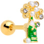 16G 1/4 Clear Gem Gold Tone Champagne Cartilage Tragus