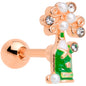 16G 1/4 Clear Gem Rose Gold Tone Champagne Cartilage Tragus