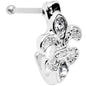 20G 3/8 Clear Gem Fleur De Lis Faux Hoop Nose Bone