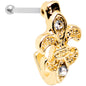 20G 3/8 Clear Gem Gold Tone Fleur De Lis Faux Hoop Nose Bone