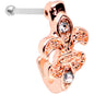20G 3/8 Clear Gem Rose Gold Tone Fleur De Lis Faux Hoop Nose Bone
