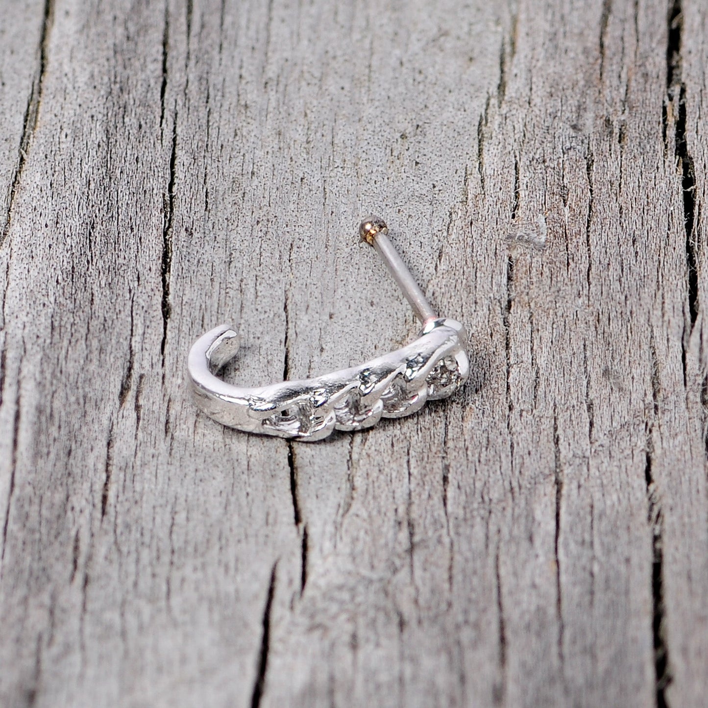 20G 3/8 Steel Chain Link Faux Hoop Nose Bone