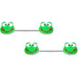 14G 9/16 Green Goofy Frog Barbell Nipple Ring Set