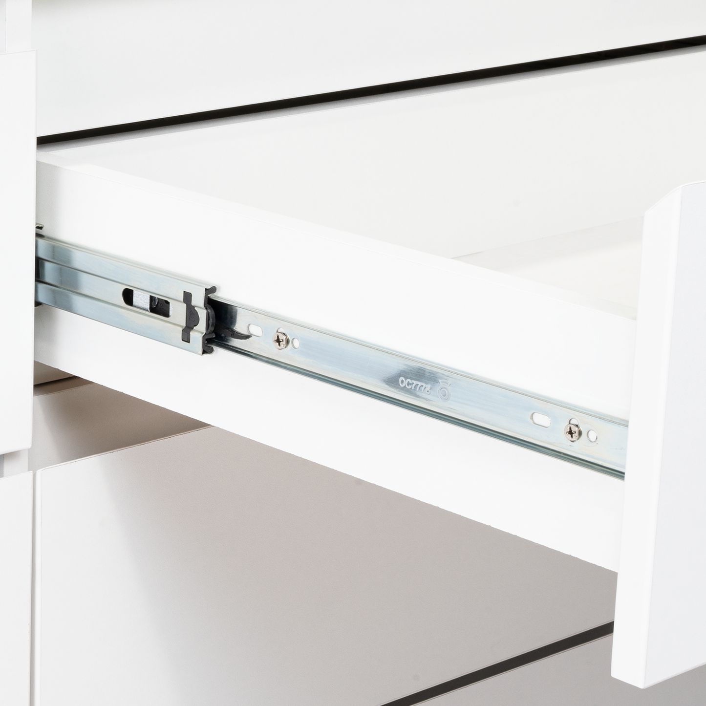 Dresser Minimalist Set of 2 6-Drawer White Particle Board Metal Legs 60.4 In