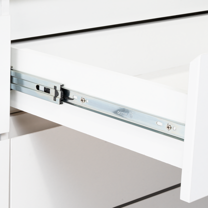 Dresser Minimalist Set of 2 6-Drawer White Particle Board Metal Legs 60.4 In