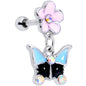16G 1/4 Aurora Gem Flower Butterfly Dangle Cartilage Earring