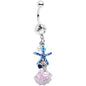 Clear Blue Gem Ocean Treasure Nautical Dangle Belly Ring