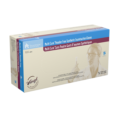 Dynarex Multi Care Vinyl Exam Gloves, Powder-Free, Clear - 100ea/bx, 10bxs/cs (1000 Count)