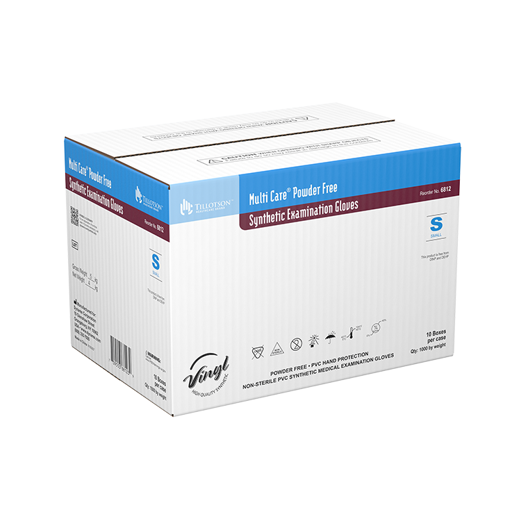 Dynarex Multi Care Vinyl Exam Gloves, Powder-Free, Clear - 100ea/bx, 10bxs/cs (1000 Count)