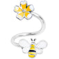 14G 3/8 Yellow Bee Flower Spiral Twister Belly Ring