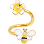 14G 3/8 Gold Tone Yellow Bee Flower Spiral Twister Belly Ring