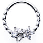 16G 3/8 Clear Gem Star Twisted Hinged Segment Ring