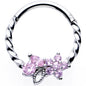 16G 3/8 Pink Gem Star Twisted Hinged Segment Ring