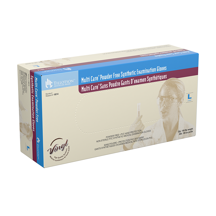 Dynarex Multi Care Vinyl Exam Gloves, Powder-Free, Clear - 100ea/bx, 10bxs/cs (1000 Count)