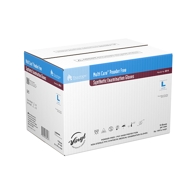 Dynarex Multi Care Vinyl Exam Gloves, Powder-Free, Clear - 100ea/bx, 10bxs/cs (1000 Count)