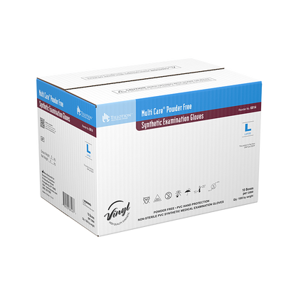 Dynarex Multi Care Vinyl Exam Gloves, Powder-Free, Clear - 100ea/bx, 10bxs/cs (1000 Count)