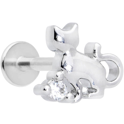 16G 5/16 Clear CZ Gem Elegant Cat Labret Monroe Tragus