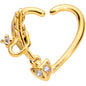 16G 3/8 Clear CZ Gem Arrow Heart Right Heart Closure Ring