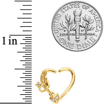 16G 3/8 Clear CZ Gem Arrow Heart Right Heart Closure Ring