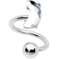 14G 3/8 Clear Gem Faceted Crescent Moon Spiral Twister Belly Ring