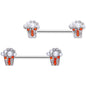 14G 9/16 White Orb Movie Night Popcorn Barbell Nipple Ring Set