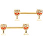 14G 9/16 Orange Gem Gold Tone Holiday Wine Nipple Ring Set