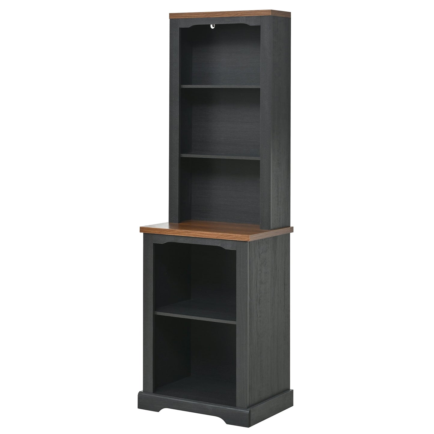 TV Stand 3-Piece Set MDF Walnut Gray Curved Cabinets Fits 70 In TV 109 In