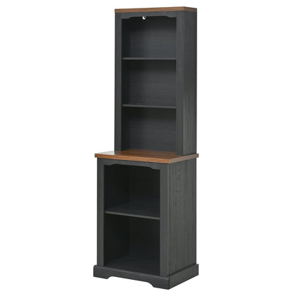 TV Stand 3-Piece Set MDF Walnut Gray Curved Cabinets Fits 70 In TV 109 In