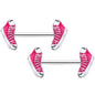 14G 9/16 Pink High Top Sneaker Barbell Nipple Ring Set