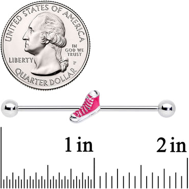 14G Pink High Top Sneaker Industrial Barbell 38mm
