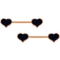 14G 9/16 Rose Gold Tone Black Heart Barbell Nipple Ring Set