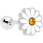 16G 1/4 Yellow Gem White Daisy Flower Hippie Cartilage Tragus