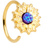 18G 3/8 Gold Tone Blue Center Sunflower Nose Hoop