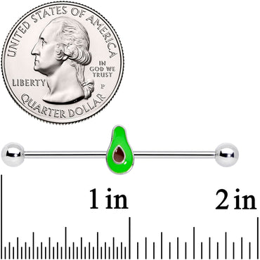14G Green Groovy Avocado Industrial Barbell 38mm